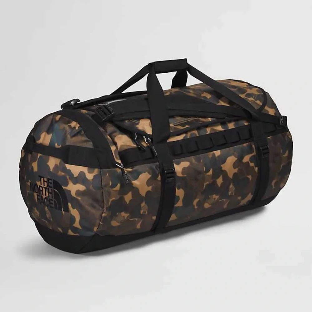 The North Face Base Camp Duffel Bag In Taupe Green Camo/Black